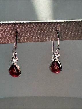Rhodolite Garnet Pear Faceted Bezel Earrings